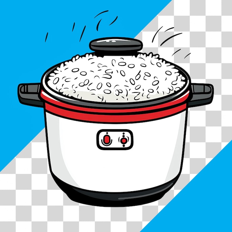PSD ilustración de una olla de arroz cocida sobre un fondo transparente