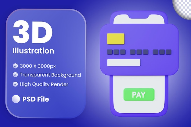 Ilustración de pago en línea 3D