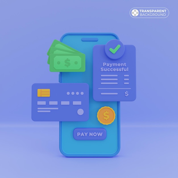 PSD ilustración de pago en línea exitoso nota de pago en línea pago en línea por banca móvil
