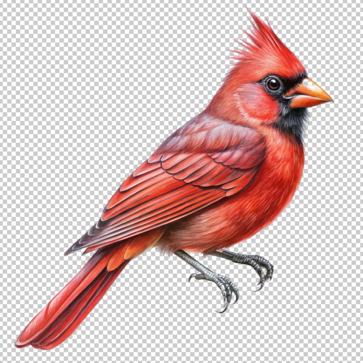 PSD ilustración del pájaro cardenal dibujada a mano