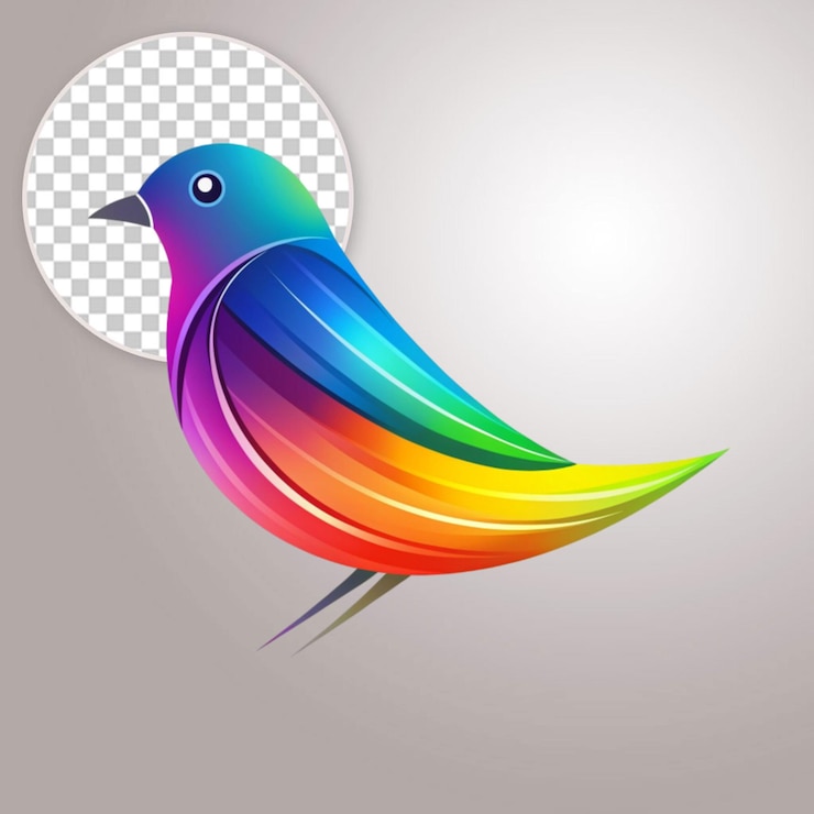 PSD ilustración de pájaros coloridos gradiente pájaros logotipo colorido en fondo transparente