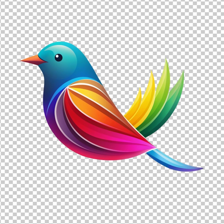 PSD ilustración de pájaros coloridos gradiente pájaros logotipo colorido en fondo transparente