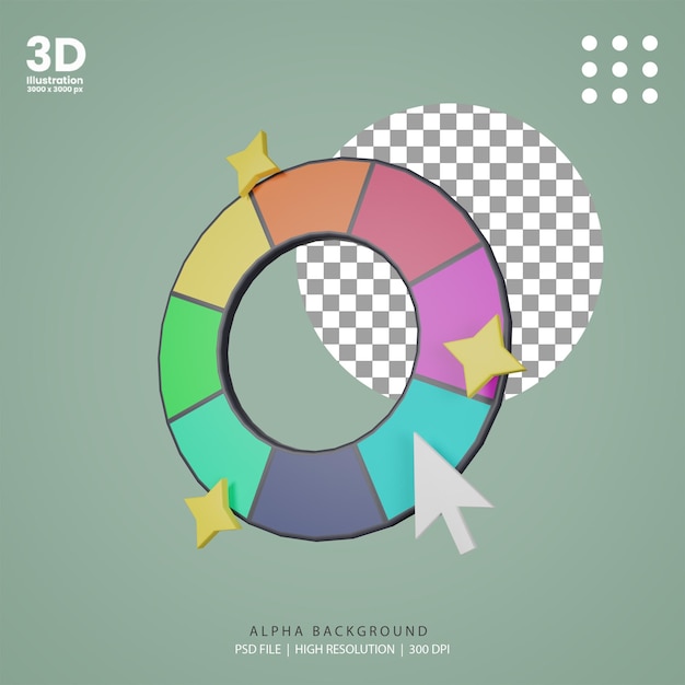 PSD ilustración de paletas de colores de renderizado 3d