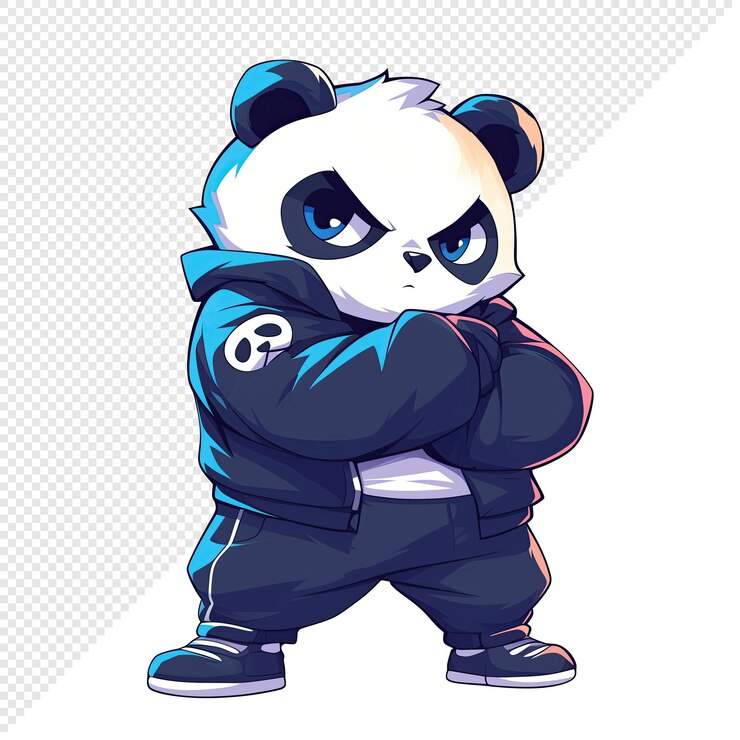 PSD ilustración de un panda de dibujos animados