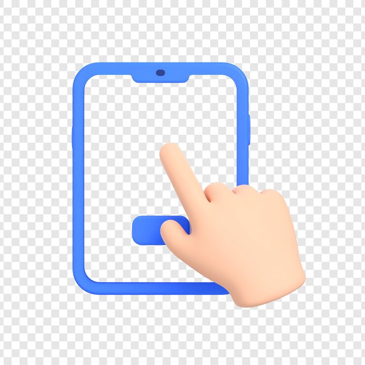 PSD ilustración de la pantalla del teléfono inteligente tocando con la mano