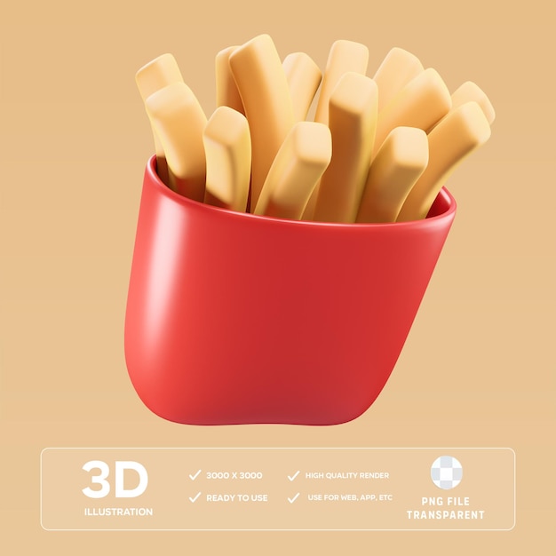 Ilustración de las papas fritas en 3D