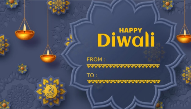 Ilustración de papel amarillo Ilustración del regalo de las vacaciones de Diwali