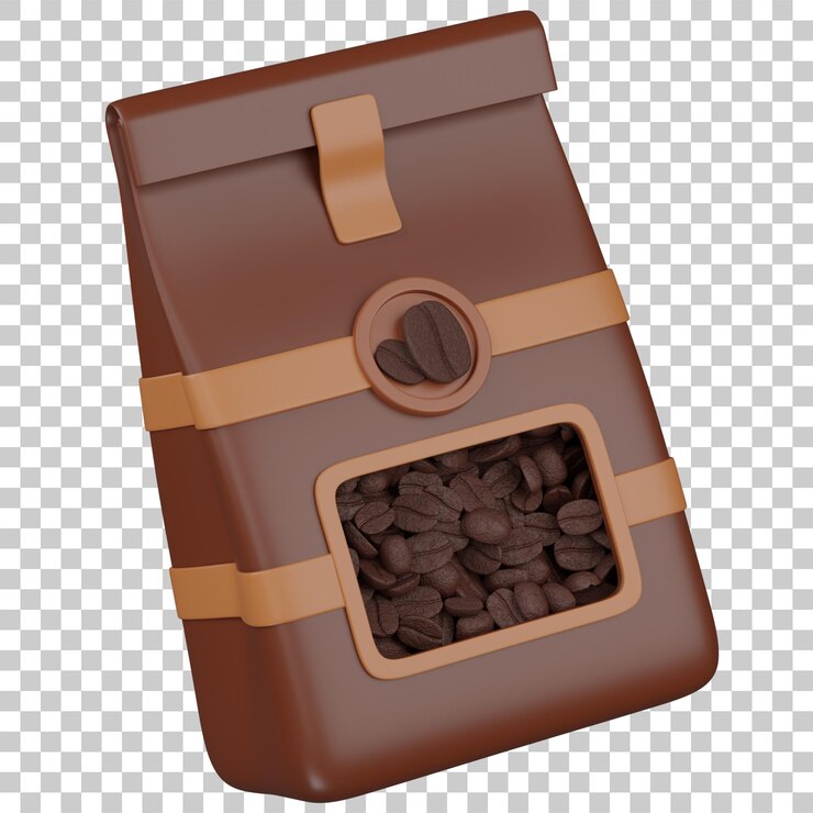 PSD ilustración del paquete de granos de café en 3d