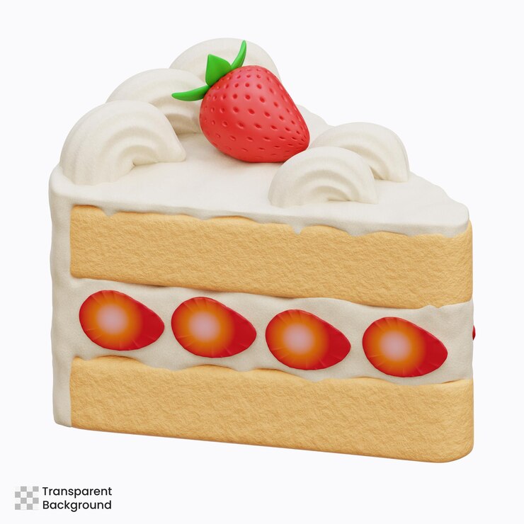 PSD ilustración de pastel de fresa en 3d