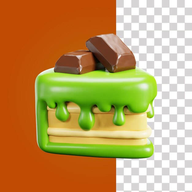 Ilustración del pastel de matcha en 3D