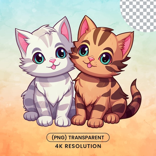 PSD ilustración de pegatina de bebé cute cats sobre un fondo transparente