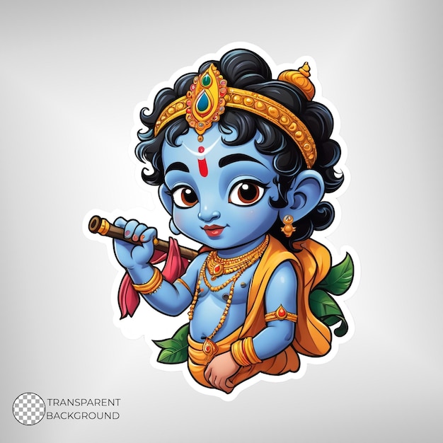 PSD ilustración de la pegatina del señor shri krishna