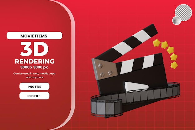 PSD ilustración de película de cine 3d aislado premium psd