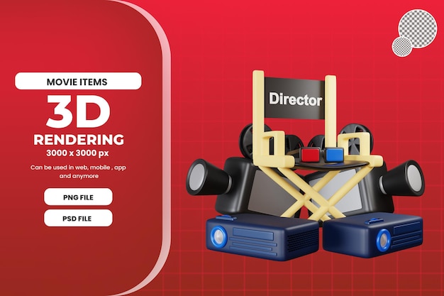 Ilustración de película de cine 3d aislado premium psd