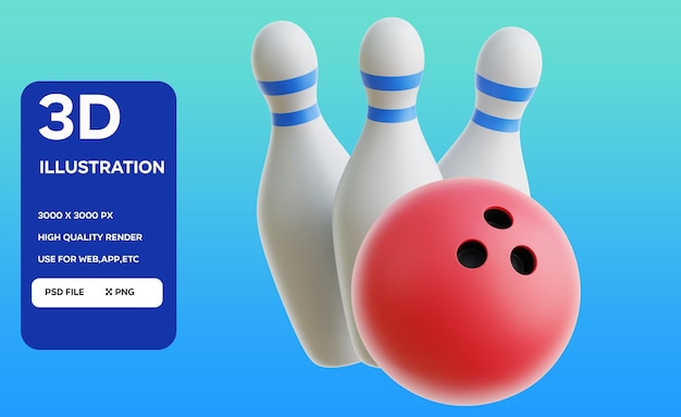Ilustración de la pelota de bolos PSD en 3D