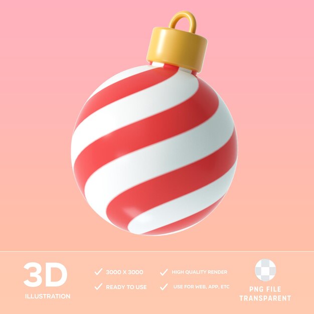 Ilustración de la pelota de Navidad 3D de PSD
