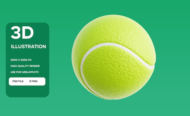 Ilustración de la pelota de tenis PSD en 3D