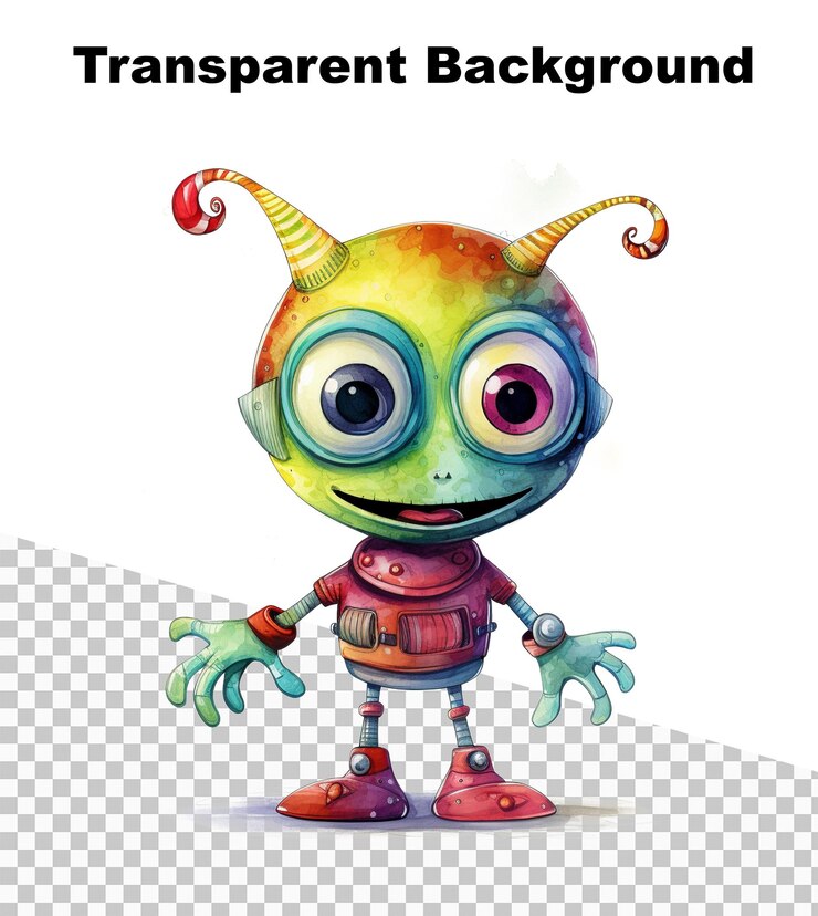 PSD una ilustración de un pequeño alienígena de muchos colores