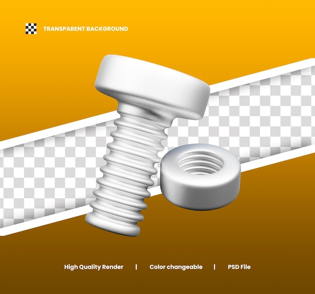 Ilustración de perno 3D o icono 3D del Día del Trabajo
