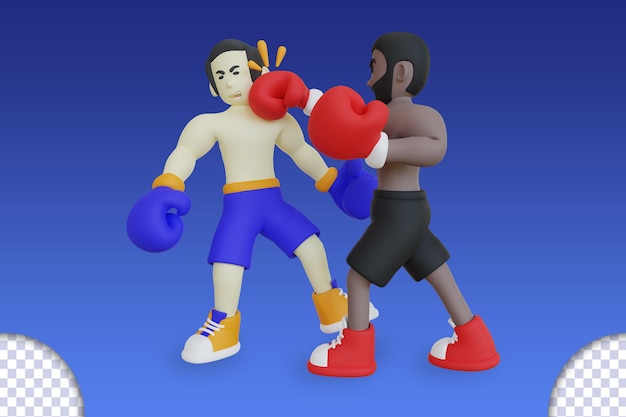 Ilustración de personaje 3d de combate de boxeo