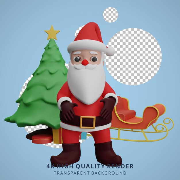 Ilustración de personaje 3d de mascota de papá noel