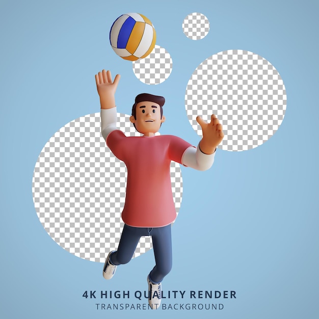 Ilustración de personaje 3d de mascota de voleibol de niño