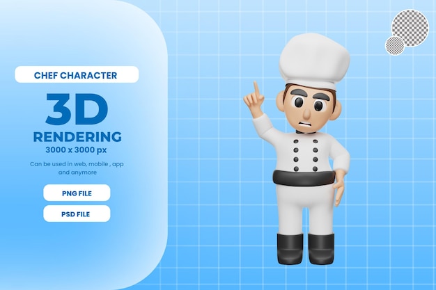 Ilustración de personaje de chef de renderizado 3d