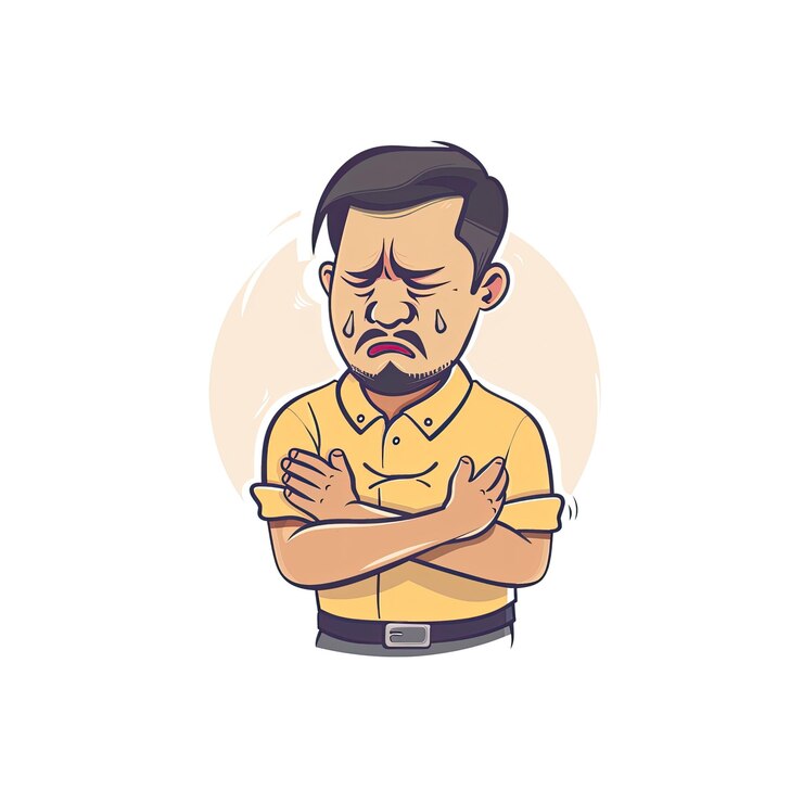PSD ilustración del personaje de dibujos animados sad man