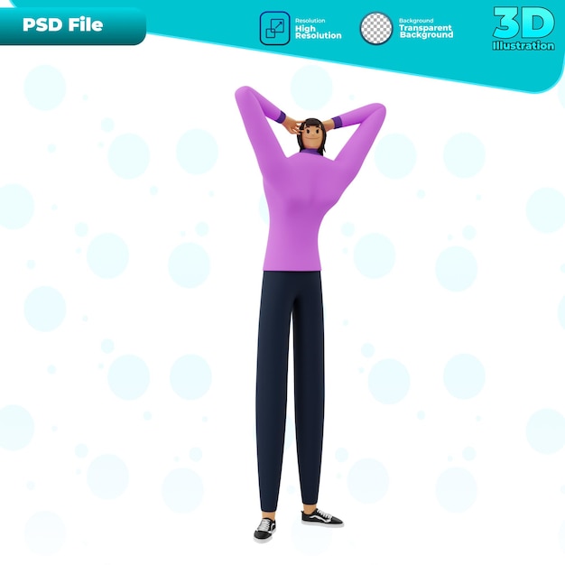 PSD ilustración de personaje de empresaria 3d