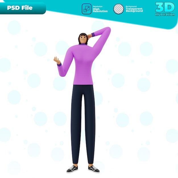 PSD ilustración de personaje de empresaria 3d