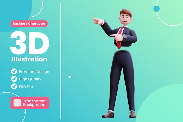 Ilustración de personaje de hombre de negocios 3d