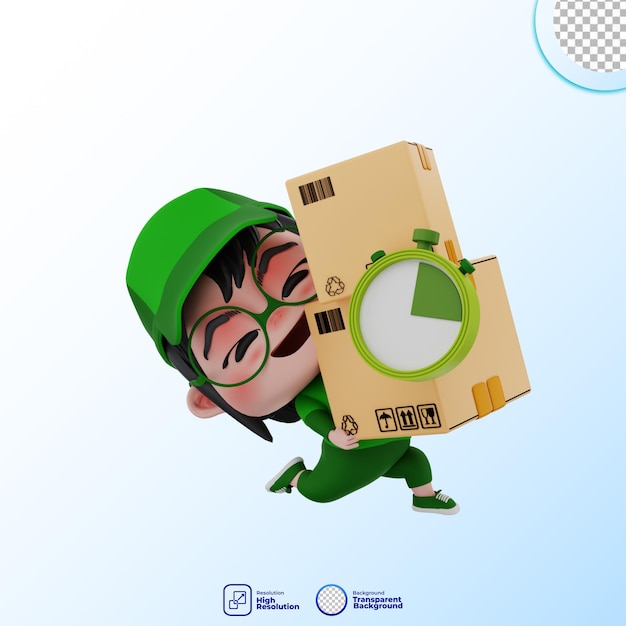 Ilustración de personaje de mensajero lindo 3d