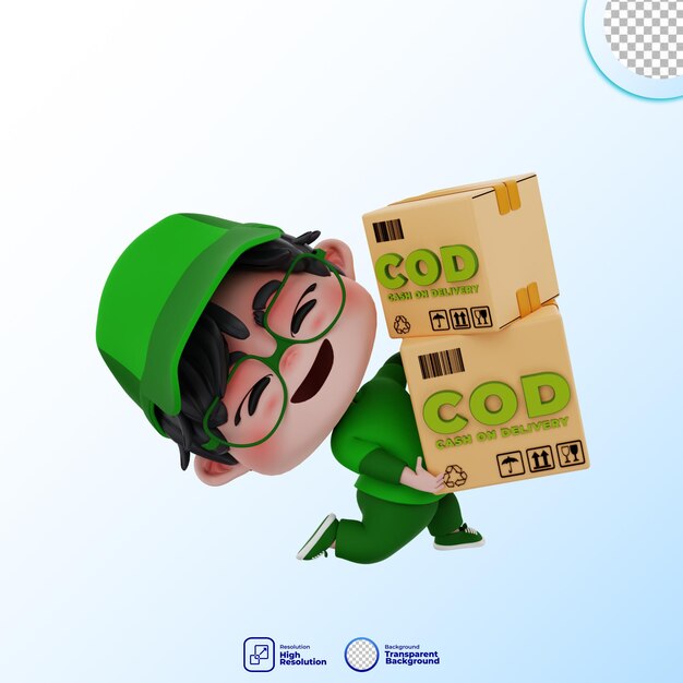 PSD ilustración de personaje de mensajero lindo 3d