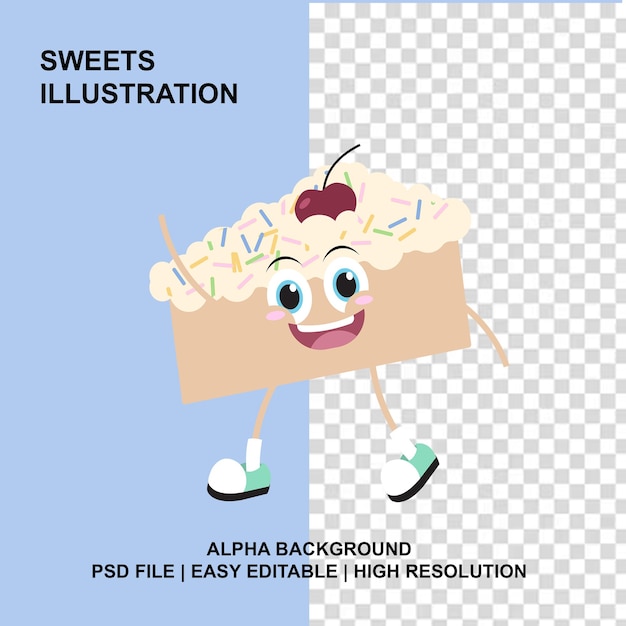 ilustración de personaje de pastel de rebanada