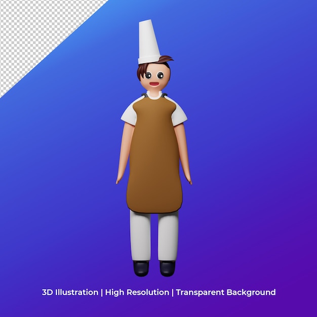 Ilustración de personaje de stand de chef de render 3d