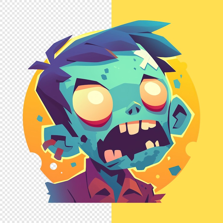 PSD ilustración de personajes de dibujos animados de zombies cadáveres verdes