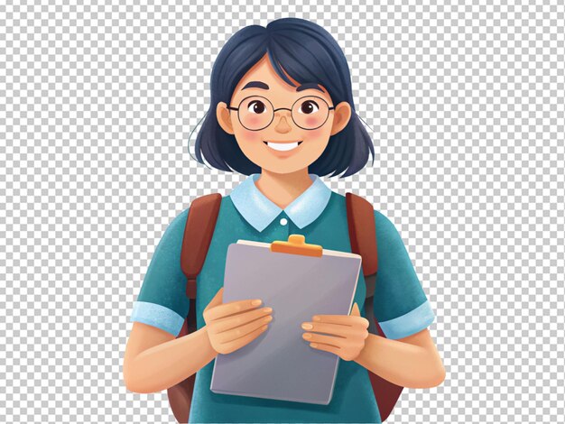 PSD ilustración de personajes de niños de escuela lindos