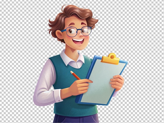 PSD ilustración de personajes de niños de escuela lindos