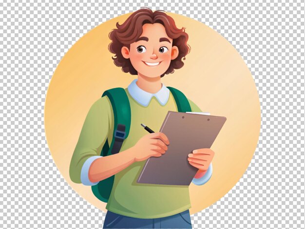 PSD ilustración de personajes de niños de escuela lindos