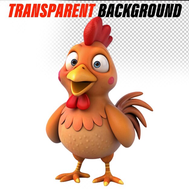PSD ilustración de personajes de pollo de dibujos animados en 3d