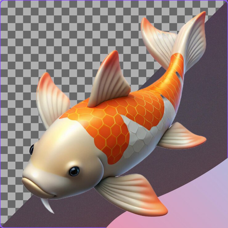 PSD ilustración del pez koi blanco naranja