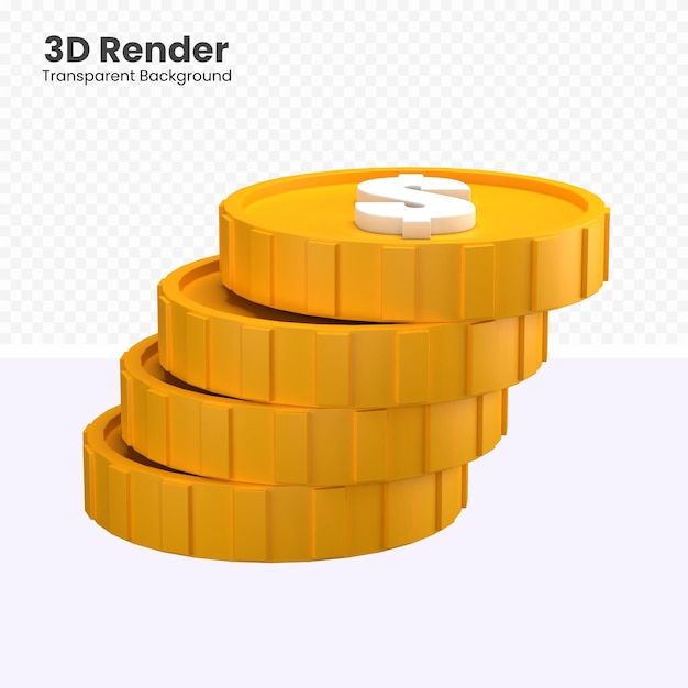 Ilustración de pila de moneda de dólar 3d