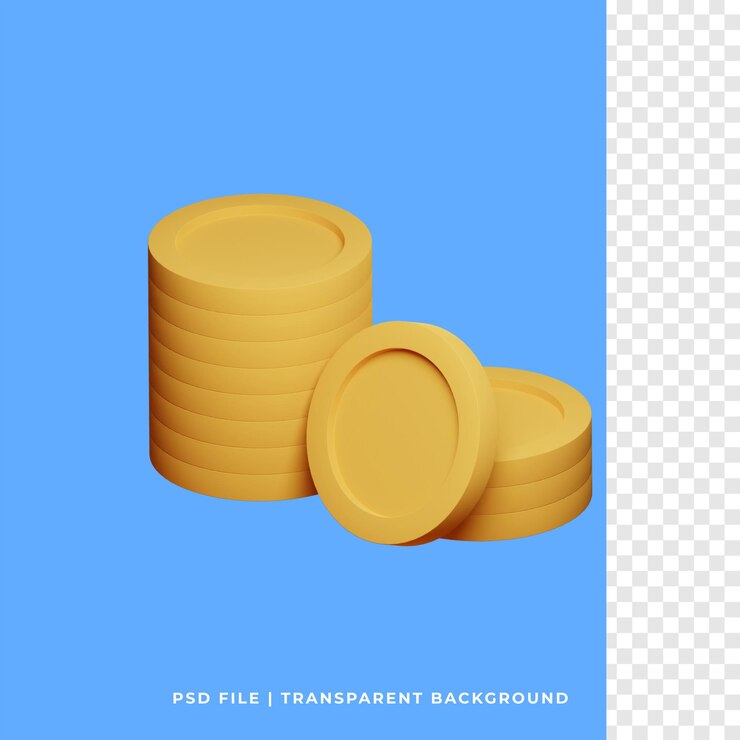PSD ilustración de pila de monedas de render 3d