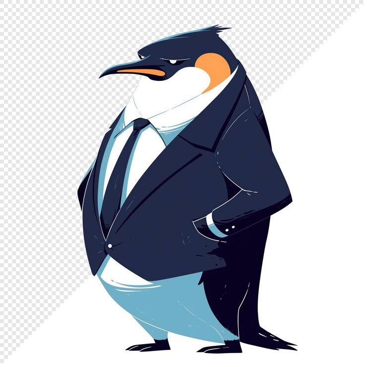 PSD ilustración de un pingüino en traje