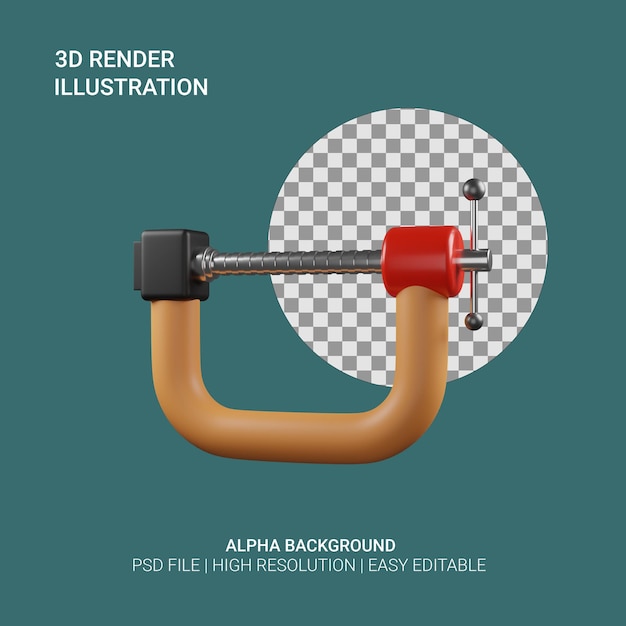PSD ilustración de la pinza de renderización 3d