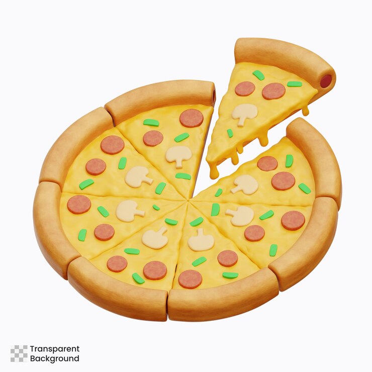 PSD ilustración de la pizza en 3d