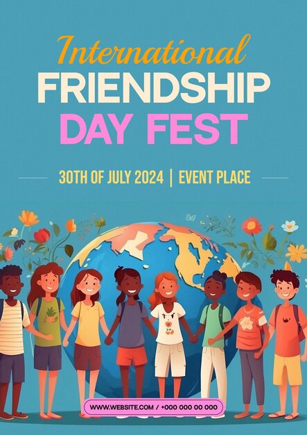 PSD ilustración plana para celebrar el día de la amistad