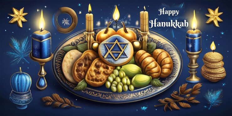 PSD ilustración plana de hanukkah dibujada a mano