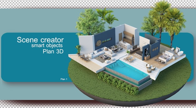 Ilustración del plano de planta interior y arquitectura.