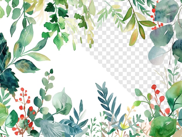 PSD ilustración de plantas con acuarela en el fondo transparente